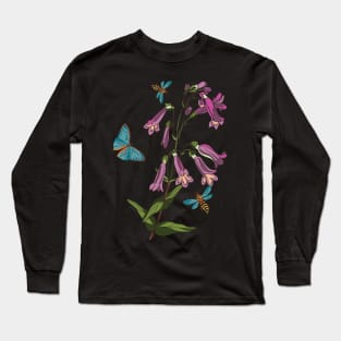 botanical illustration of the bell, butterfly and wasp plants Long Sleeve T-Shirt